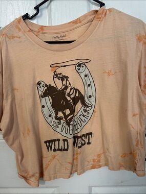 Girls' Wild West Graphic Tee - Peach Tie-Dye